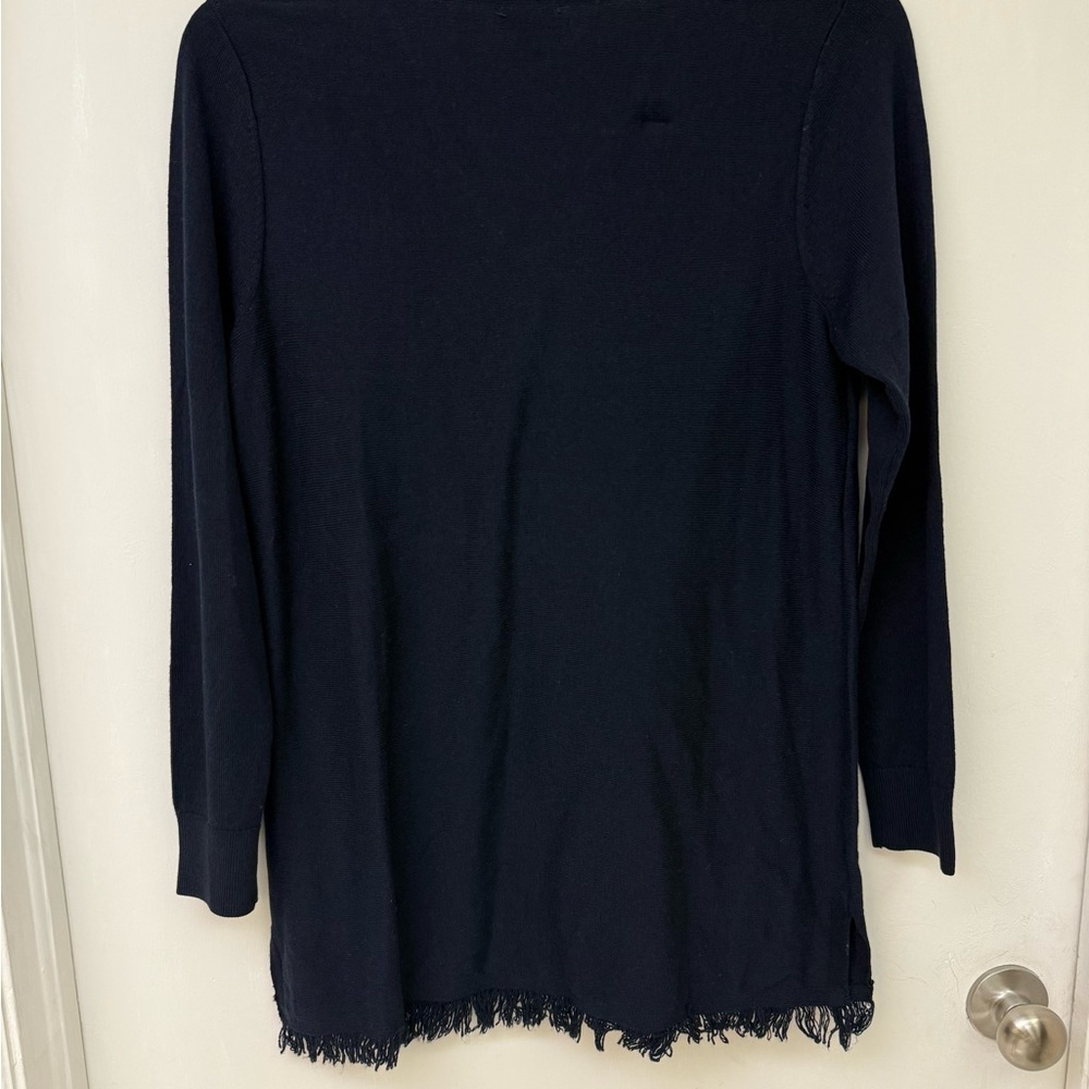 J.Jill Women's Navy Sweater with Fringe Hem Size S P - Picture 3 of 6